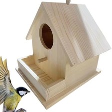 Bird Houses for Outside Hangable Wooden Bird Feeder Box with Pole Pet6048