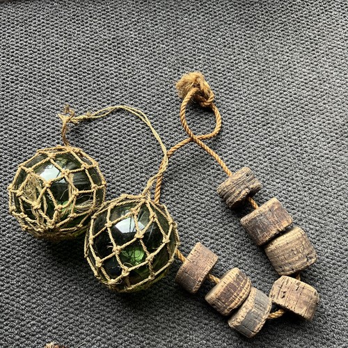 Pair vintage green glass - pair,