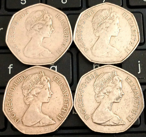 Large old 50p coins job - old, lot