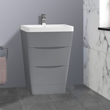 White Grey Oak Bathroom Floor Standing Vanity Unit Basin Sink Furniture