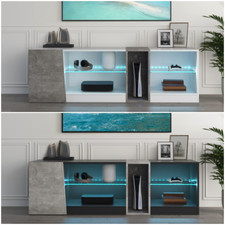 MONDEER LED TV Cabinet TV Stand with 5 Open Compartments 1 Door RGB Lights 140cm