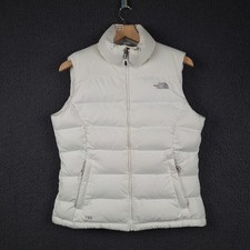 THE NORTH FACE Nuptse Vest Womens M White 700 Goose Down Puffer Jacket Gilet