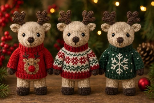 Mini reindeer knitting pattern - reindeer,
