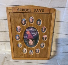 Vintage 80s Robarb's School Days K-12 Photo Frame Solid Oak Made in USA 
