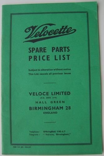 Velocette all models - models, spare