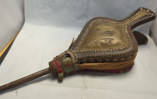 Antique wood leather fire - &,