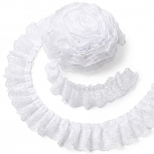 Yards ruffled white lace - 5,