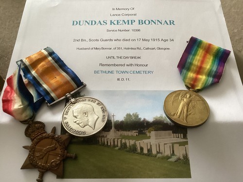 Ww1 medal trio dow bonnar - medal,