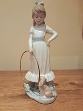 NAO by Lladro Figurine ~ Girl with Puppy and Hoop
