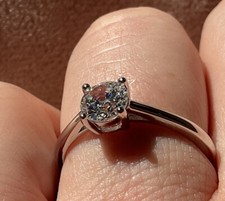 0.75 Carat Lab Created Diamond Round Engagement Ring Platinum Plated 925 Size K