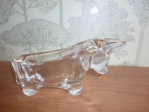 Crystal glass bull bon - crystal,