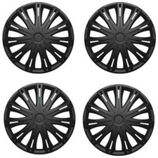 FOR PEUGEOT 107 - 14" WHEEL TRIMS BLACK HUB CAPS WHEEL COVER 4PC SET