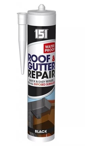 Black roof gutter - black, sealant