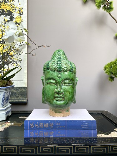 Large handmade green - handmade, glazed