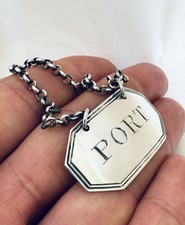 Antique Georgian Sterling Silver Port Decanter Label Regency Period London 1806