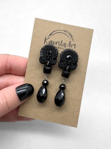 Handmade black soutache dangle - handmade,