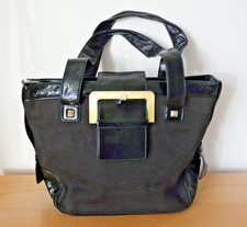 TED BAKER Black & Chocolate Brown Gold Buckle Handbag