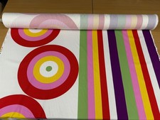 WOW! LAURA ASHLEY 100% COTTON COLOURFUL RAINBOW FABRIC MATERIAL STRIPES CIRCLES