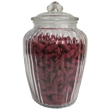 Extra Large Glass Candy Jar With Lid - Sweet Storage Ribbed Bottle 24cm