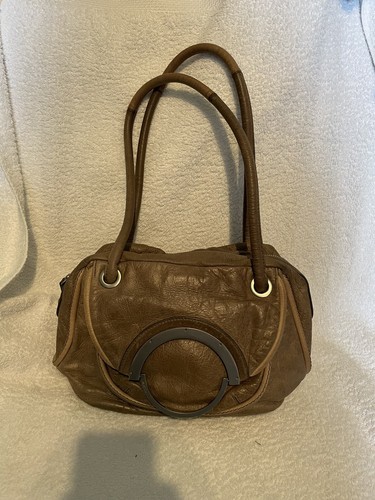 Brown leather mimco shoulder - brown,