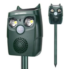 Critterkill Ultrasonic Repeller Cat Dog Fox Rat Squirrel Pest Scarer Deterrent