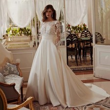 A-Line Bateau Neck Wedding