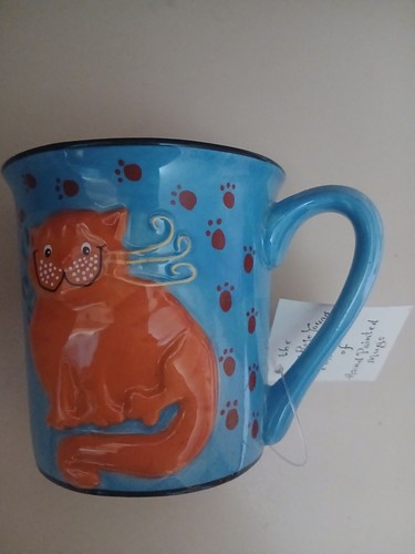 Hand painted cat mug - painted,