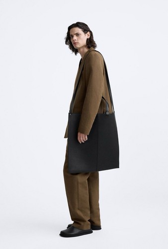 Zara flat leather shopper bag - flat,