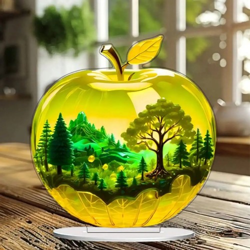 Crystal apple figurine glass - apple,