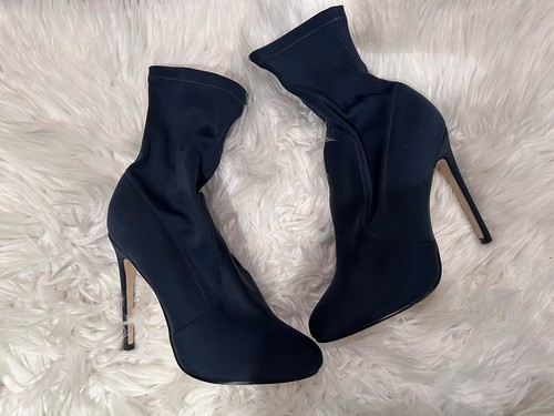 Chic navy sock ankle boot - chic,