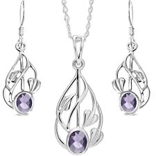 Silver Charles Rennie Mackintosh purple amethyst jewellery set in gift box