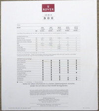 Rover 800 Series Price List