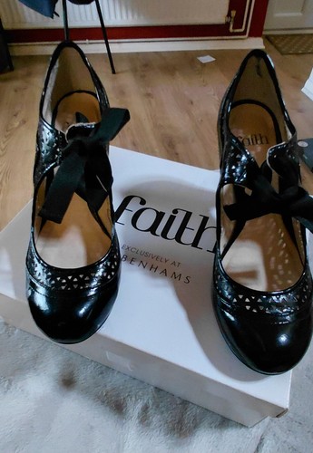 Faith uk6 black patent cut - uk6,