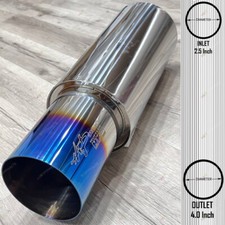HKS HI-POWER UNIVERSAL SINGLE EXHAUST MUFFLER TITANIUM Inlet 2.5Outlet 4.0Inches
