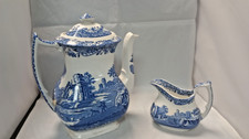 Vintage Spode Blue Italian - Large Tea/Coffee Pot & Milk jug