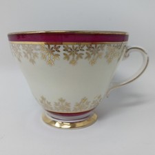 Vintage Royal Grafton England Bone China 8136 Tea Cup Cream Gold Burgundy Red