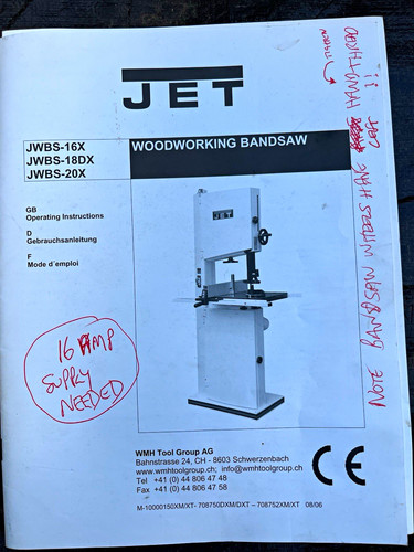 Jet jwbs 18dx band - saw, 230v