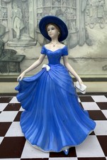 The Leonardo Collection Figurine Annie Rowe Lady in Blue Dress Bone ChinaEngland