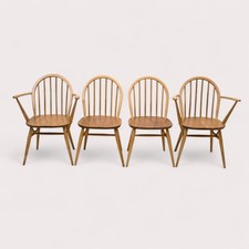 4 Ercol Windsor Bow Back  Chairs Model 370/370A Light Finish FREE UK Delivery