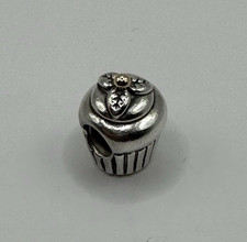 Genuine Pandora Cupcake Silver with 14k Gold Charm #790417 S925 ALE