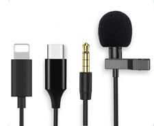 Lavalier Lapel Microphone Mini Stereo Clip on Mic Condenser For iPhone Samsung