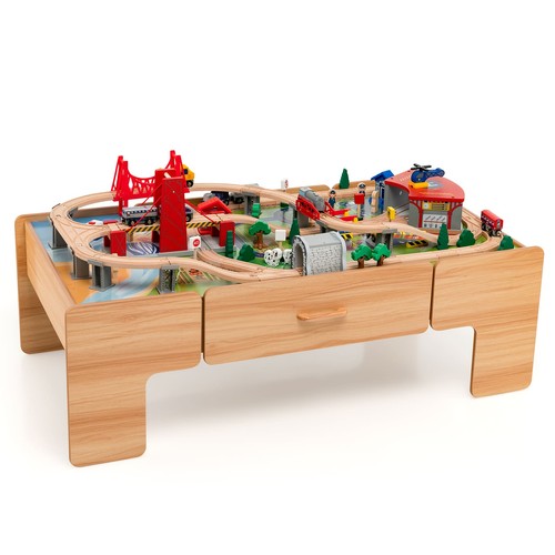 Wooden train track set and - track,