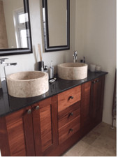 Cream Marble Drum Sink 40 cm Diameter