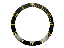 Watch Bezel Insert For Rolex Submariner Ceramic Ring Black With Golden Numerals