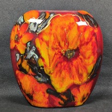 Anita Harris Purse Vase ~ FLOWER DESIGN ~ Signed To Base In Gold - Ht 12cm