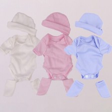 3 in1 Cotton Romper Clothes Set Outfit For 10"-12" Reborn Baby Doll Clothings UK