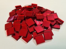50 pieces, Red Ruby Glass Mirror Tile, Approx 1 x 1 cm, 1.8 mm Thick Art&Craft