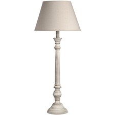 Tall Wooden Grey Washed Table Lamp Shabby Chic Taupe Linen Shade 73cm 40W E14