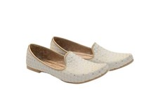 Mens Handmade White Punjabi Jutti Khussa Mojari Slip On Shoes Loafers Art LR 21