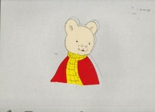 RUPERT THE BEAR Cartoon Animation 12.5x10.5" Cel A-7 w/ Yellow Scarf & Sweater